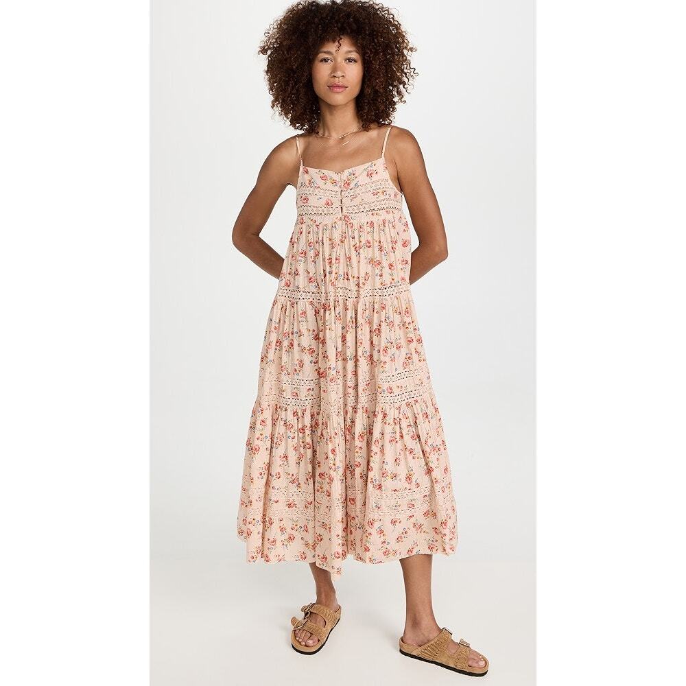 THE GREAT. Women's The Serenade Dress Size 1/S In Pale Pink Kerchief Rose Print